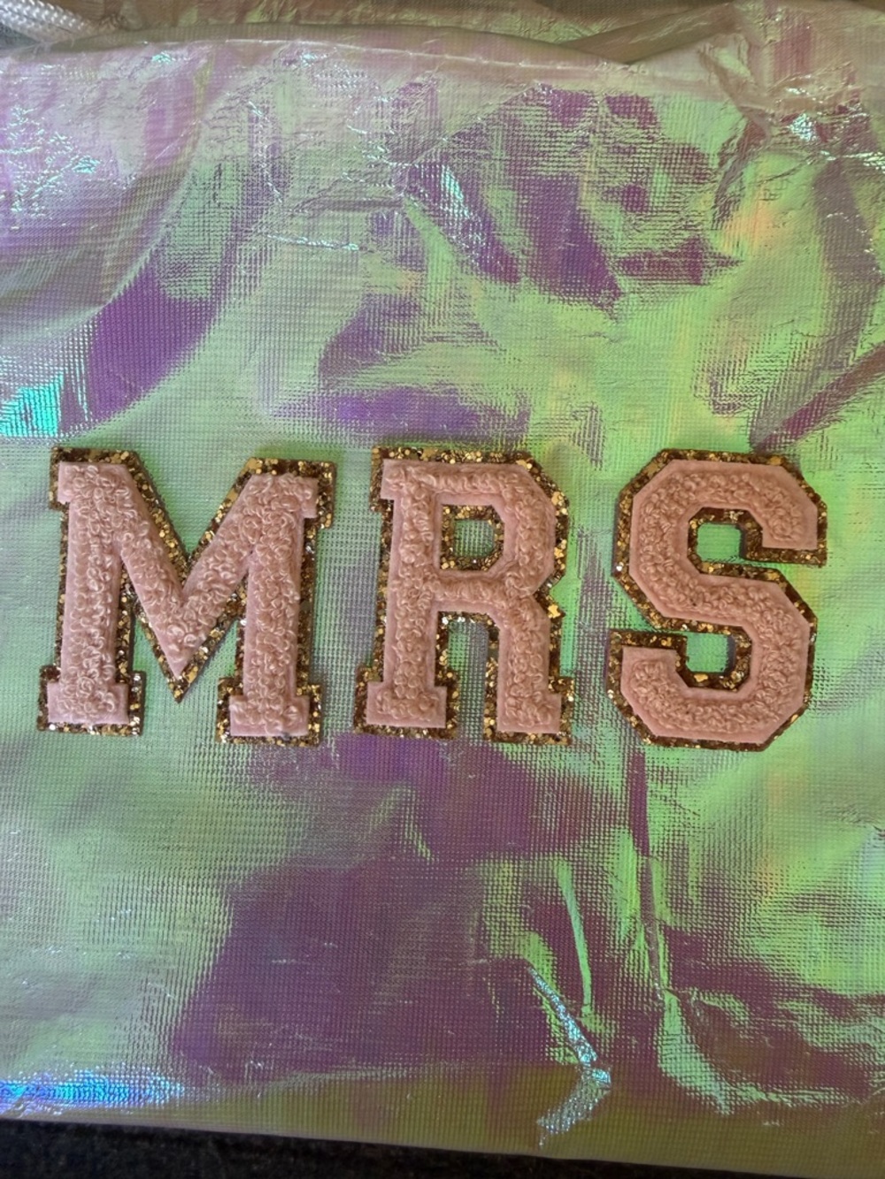 Mrs Letter Patch Accent - Pink and Gold